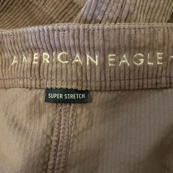 American Eagle Pink Super Stretch Super Hi Rise A line Corduroy Mini Skirt Sz 14 - Picture 9 of 12